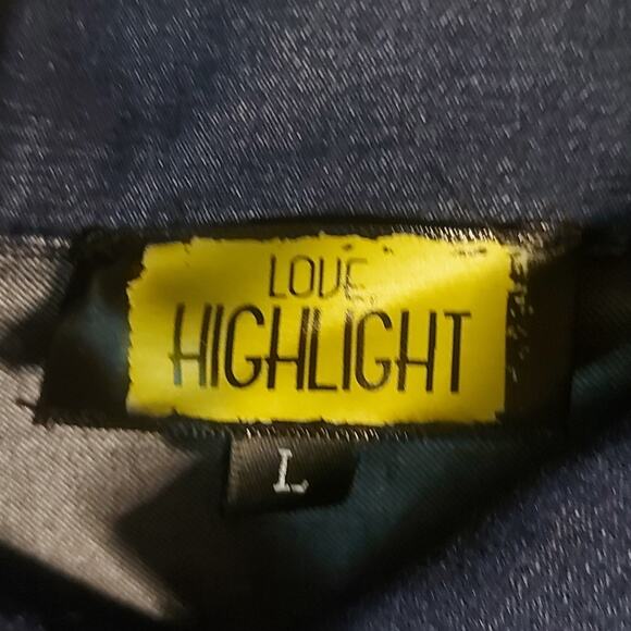 Love Highlight Blue Zip Denim 4 PocketJumpsuit L Utility Streetwear Casual Skate - Picture 8 of 9